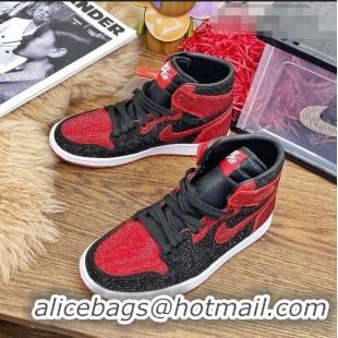 ​Top Quality Nike Air Jordan Crystal Allover High-top Sneakers CD2164 Red/Black 2020(For Women and Men)