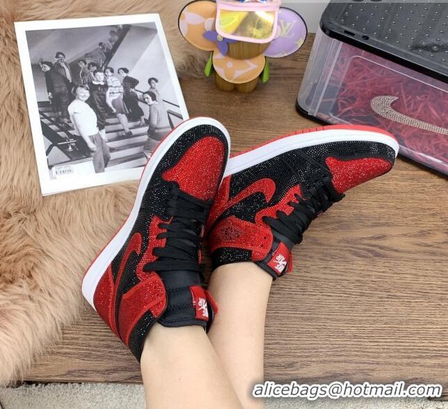 ​Top Quality Nike Air Jordan Crystal Allover High-top Sneakers CD2164 Red/Black 2020(For Women and Men)