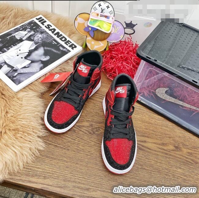 ​Top Quality Nike Air Jordan Crystal Allover High-top Sneakers CD2164 Red/Black 2020(For Women and Men)