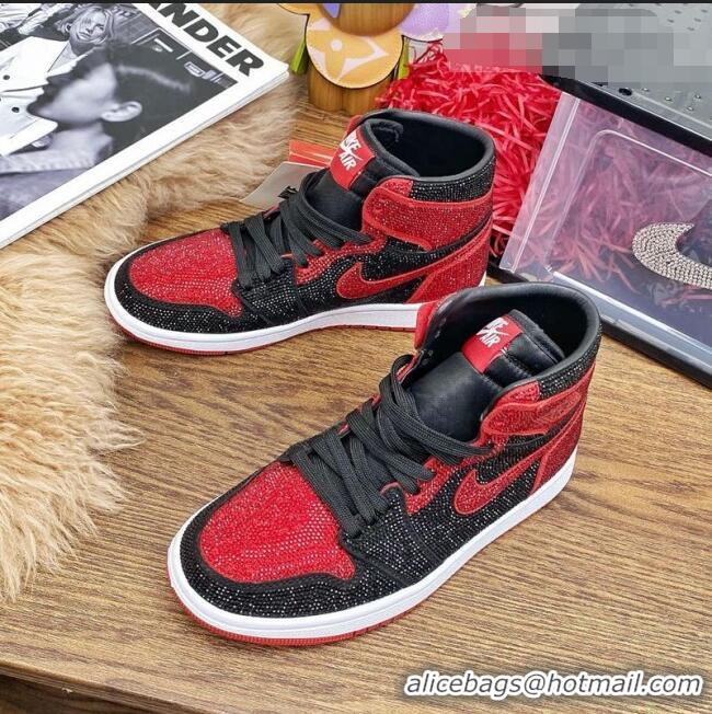 ​Top Quality Nike Air Jordan Crystal Allover High-top Sneakers CD2164 Red/Black 2020(For Women and Men)