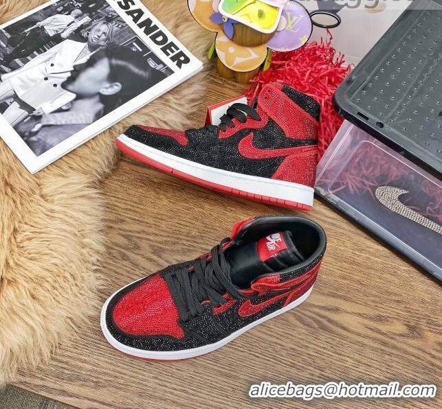 ​Top Quality Nike Air Jordan Crystal Allover High-top Sneakers CD2164 Red/Black 2020(For Women and Men)