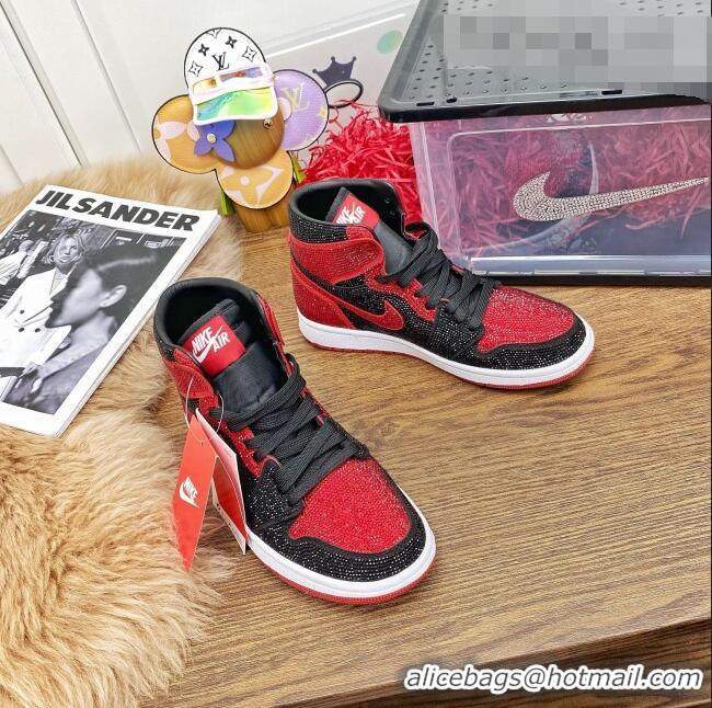 ​Top Quality Nike Air Jordan Crystal Allover High-top Sneakers CD2164 Red/Black 2020(For Women and Men)