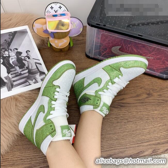 Shop Grade Nike Air Jordan Crystal Allover High-top Sneakers CD2164 Green 2020(For Women and Men)