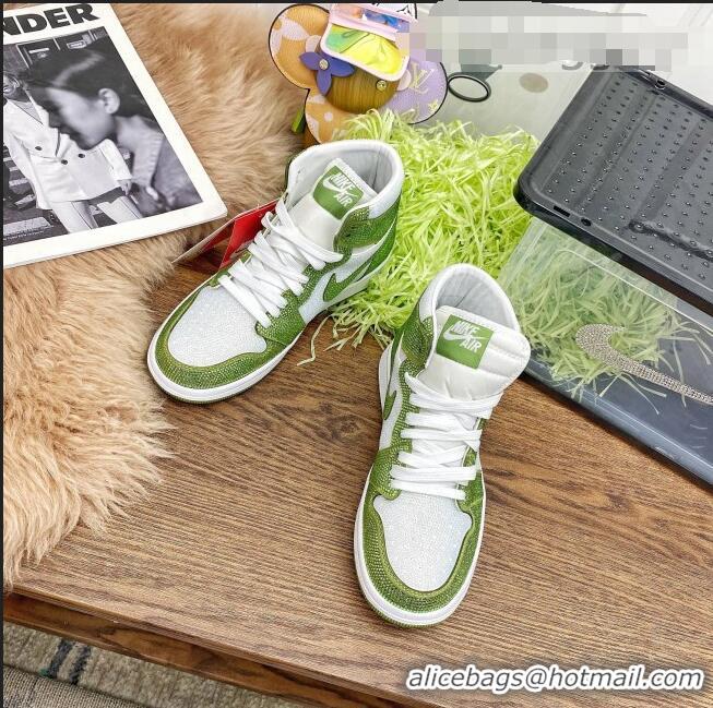 Shop Grade Nike Air Jordan Crystal Allover High-top Sneakers CD2164 Green 2020(For Women and Men)