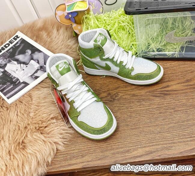 Shop Grade Nike Air Jordan Crystal Allover High-top Sneakers CD2164 Green 2020(For Women and Men)