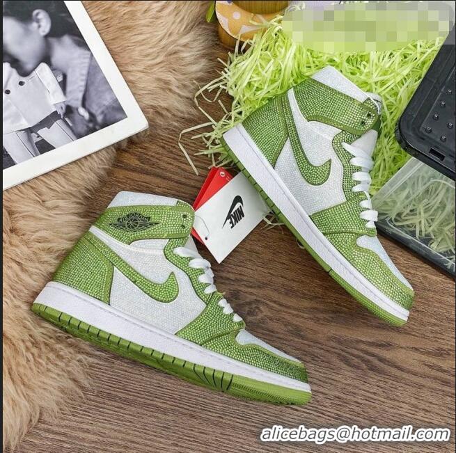 Shop Grade Nike Air Jordan Crystal Allover High-top Sneakers CD2164 Green 2020(For Women and Men)