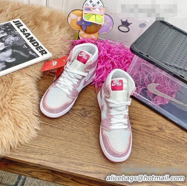 Best Product Nike Air Jordan Crystal Allover High-top Sneakers CD2164 Light Pink 2020(For Women and Men)