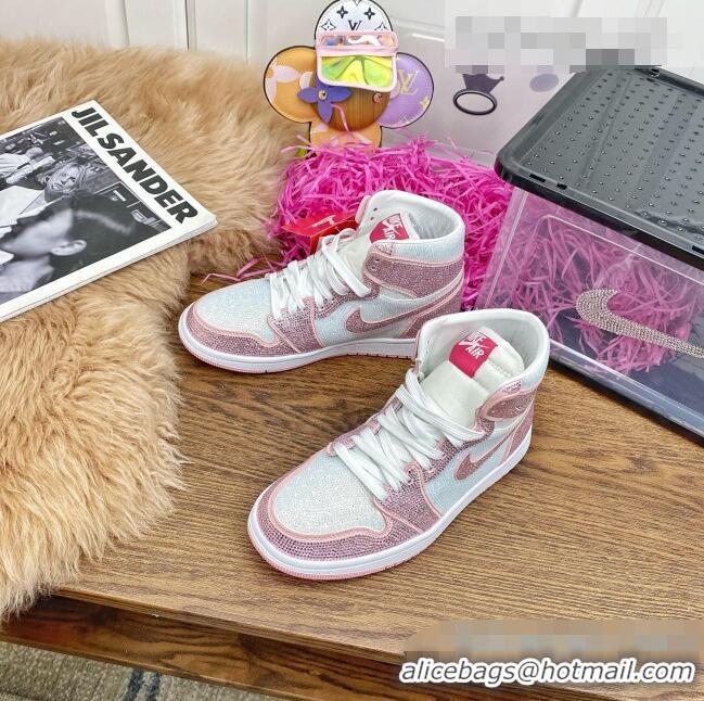 Best Product Nike Air Jordan Crystal Allover High-top Sneakers CD2164 Light Pink 2020(For Women and Men)