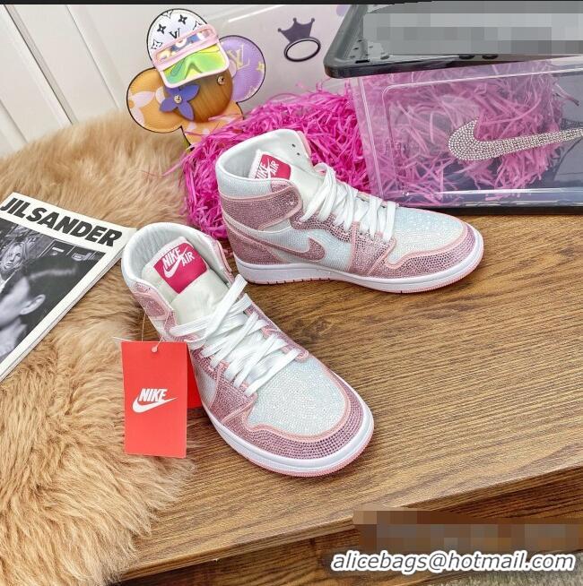 Best Product Nike Air Jordan Crystal Allover High-top Sneakers CD2164 Light Pink 2020(For Women and Men)