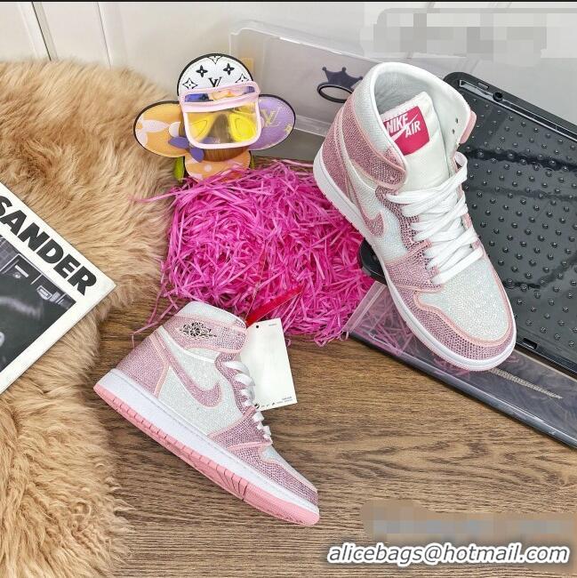 Best Product Nike Air Jordan Crystal Allover High-top Sneakers CD2164 Light Pink 2020(For Women and Men)