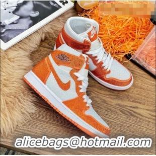 Fashion Nike Air Jordan Crystal Allover High-top Sneakers CD2164 Orange 2020(For Women and Men)