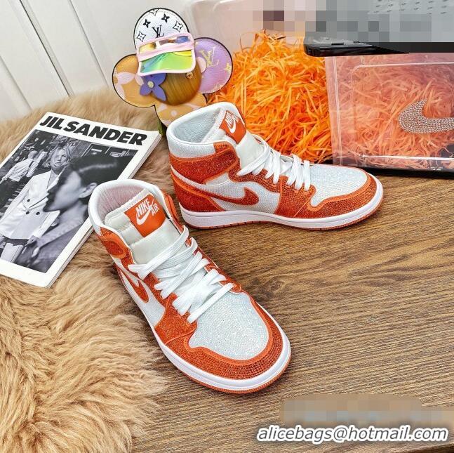 Fashion Nike Air Jordan Crystal Allover High-top Sneakers CD2164 Orange 2020(For Women and Men)