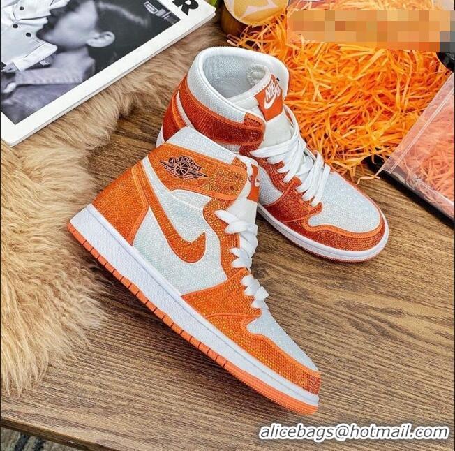 Fashion Nike Air Jordan Crystal Allover High-top Sneakers CD2164 Orange 2020(For Women and Men)