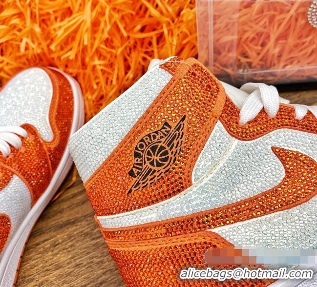 Fashion Nike Air Jordan Crystal Allover High-top Sneakers CD2164 Orange 2020(For Women and Men)