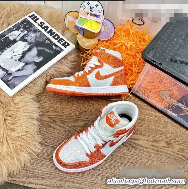 Fashion Nike Air Jordan Crystal Allover High-top Sneakers CD2164 Orange 2020(For Women and Men)