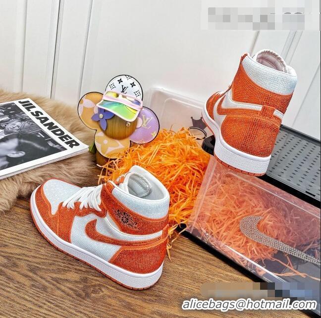 Fashion Nike Air Jordan Crystal Allover High-top Sneakers CD2164 Orange 2020(For Women and Men)