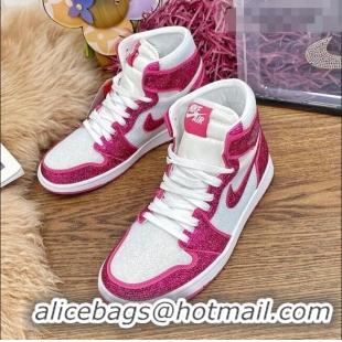 Classic Nike Air Jordan Crystal Allover High-top Sneakers CD2164 Hot Pink 2020(For Women and Men)