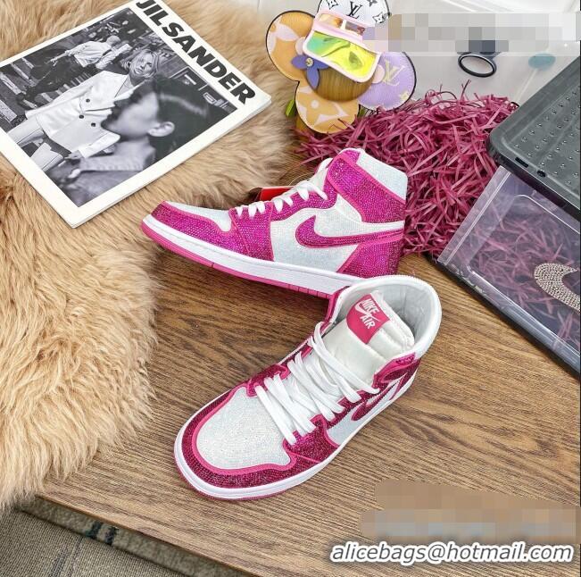 Classic Nike Air Jordan Crystal Allover High-top Sneakers CD2164 Hot Pink 2020(For Women and Men)