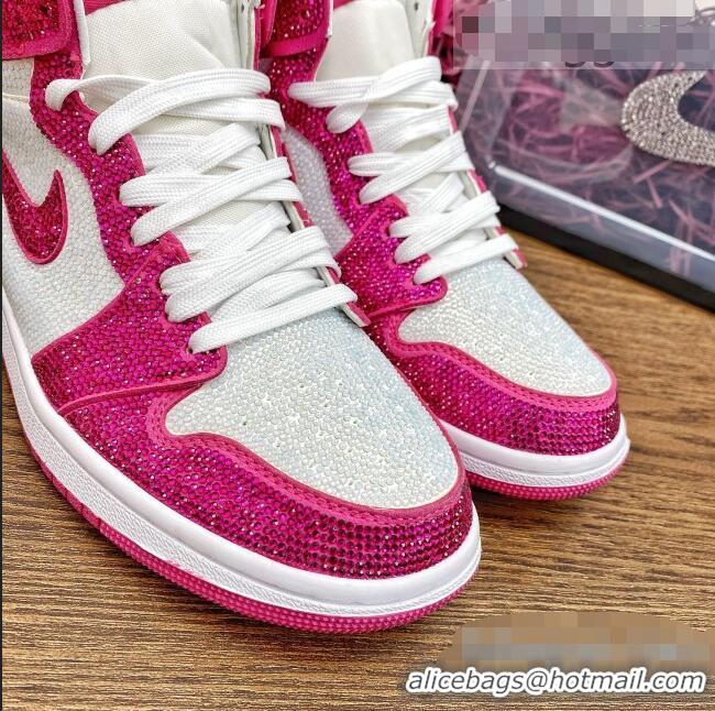 Classic Nike Air Jordan Crystal Allover High-top Sneakers CD2164 Hot Pink 2020(For Women and Men)