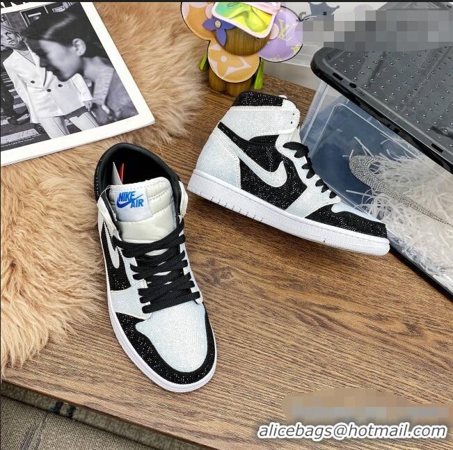 AAAAA Discount Nike Air Jordan Crystal Allover High-top Sneakers CD2164 White/Black 2020(For Women and Men)