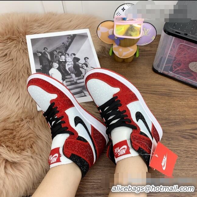 Top Quality Nike Air Jordan Crystal Allover High-top Sneakers CD2164 White/Red 2020(For Women and Men)