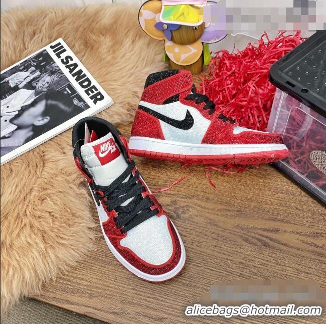 Top Quality Nike Air Jordan Crystal Allover High-top Sneakers CD2164 White/Red 2020(For Women and Men)