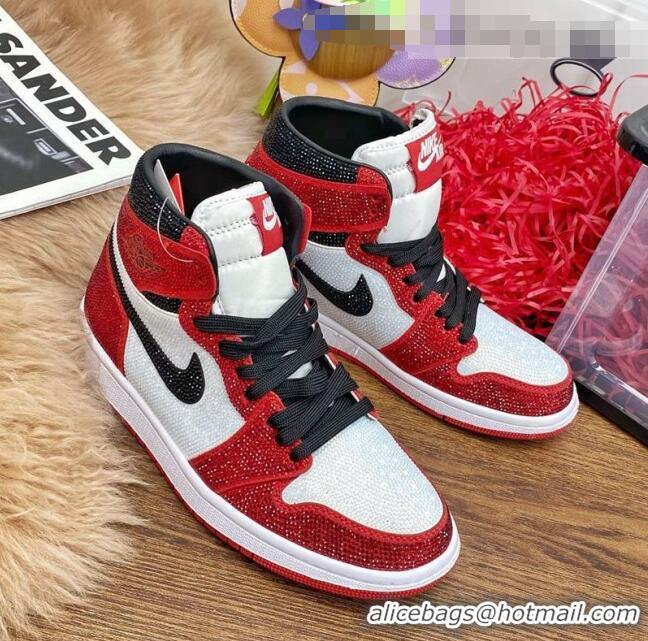 Top Quality Nike Air Jordan Crystal Allover High-top Sneakers CD2164 White/Red 2020(For Women and Men)