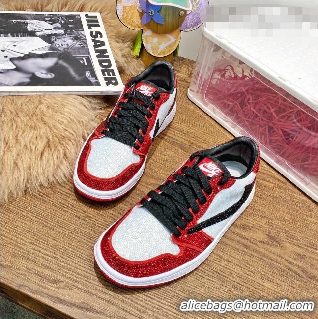 Grade Quality Nike Air Jordan Crystal Allover Low-top Sneakers CD0750 White/Red/Black 2021