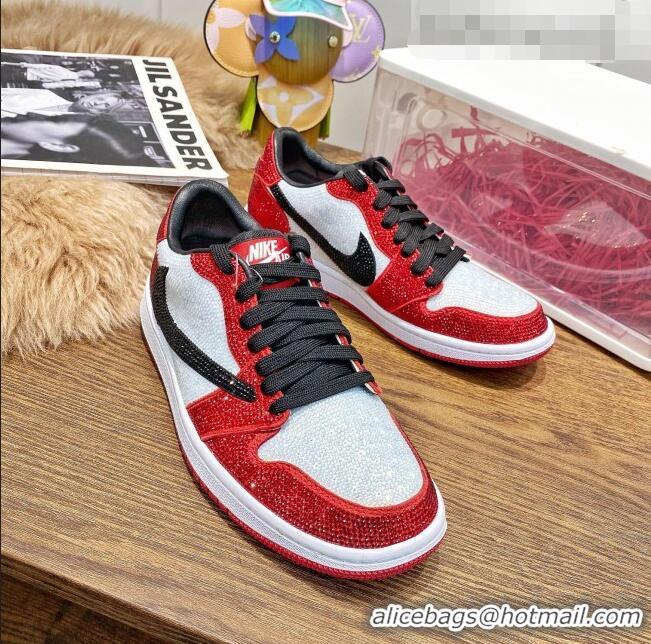 Grade Quality Nike Air Jordan Crystal Allover Low-top Sneakers CD0750 White/Red/Black 2021