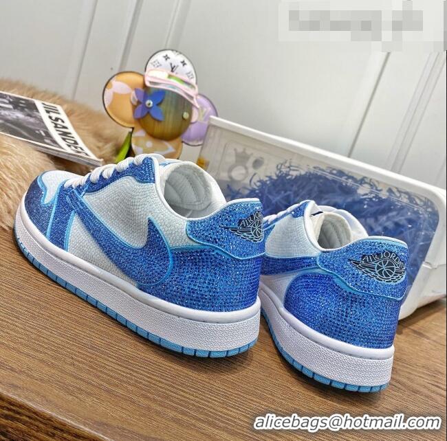 ​Inexpensive Nike Air Jordan Crystal Allover Low-top Sneakers CD0750 White/Blue 2021