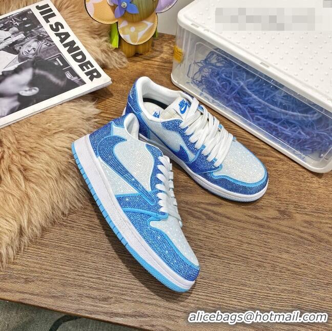 ​Inexpensive Nike Air Jordan Crystal Allover Low-top Sneakers CD0750 White/Blue 2021