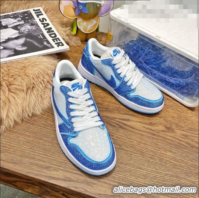 ​Inexpensive Nike Air Jordan Crystal Allover Low-top Sneakers CD0750 White/Blue 2021