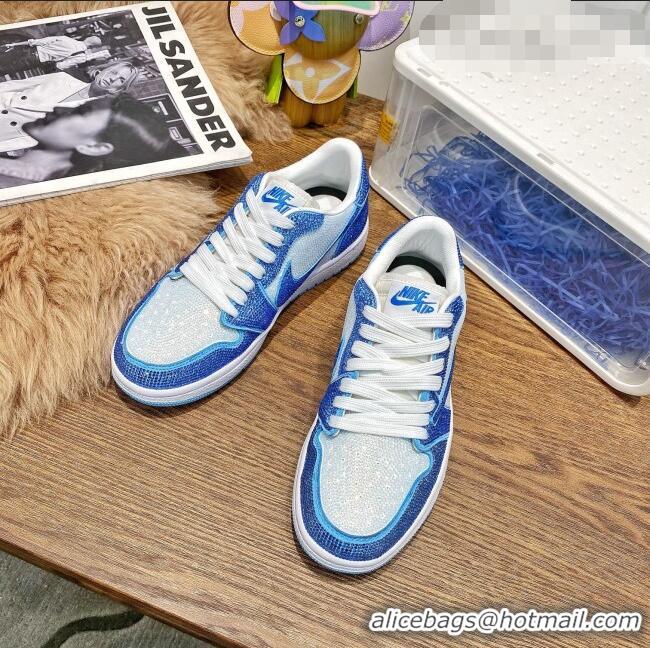 ​Inexpensive Nike Air Jordan Crystal Allover Low-top Sneakers CD0750 White/Blue 2021