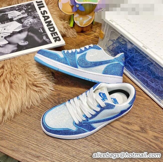 ​Inexpensive Nike Air Jordan Crystal Allover Low-top Sneakers CD0750 White/Blue 2021