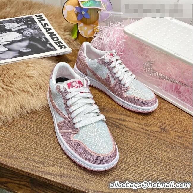 Buy Fashionable Nike Air Jordan Crystal Allover Low-top Sneakers CD0750 White/Pink 2021