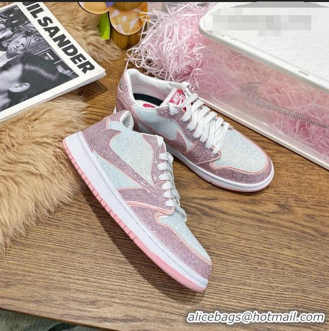 Buy Fashionable Nike Air Jordan Crystal Allover Low-top Sneakers CD0750 White/Pink 2021