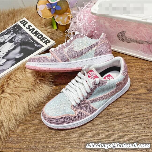 Buy Fashionable Nike Air Jordan Crystal Allover Low-top Sneakers CD0750 White/Pink 2021