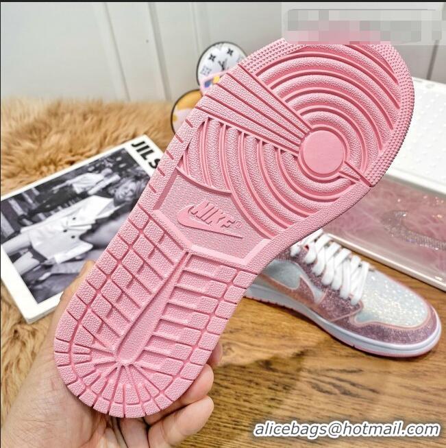 Buy Fashionable Nike Air Jordan Crystal Allover Low-top Sneakers CD0750 White/Pink 2021