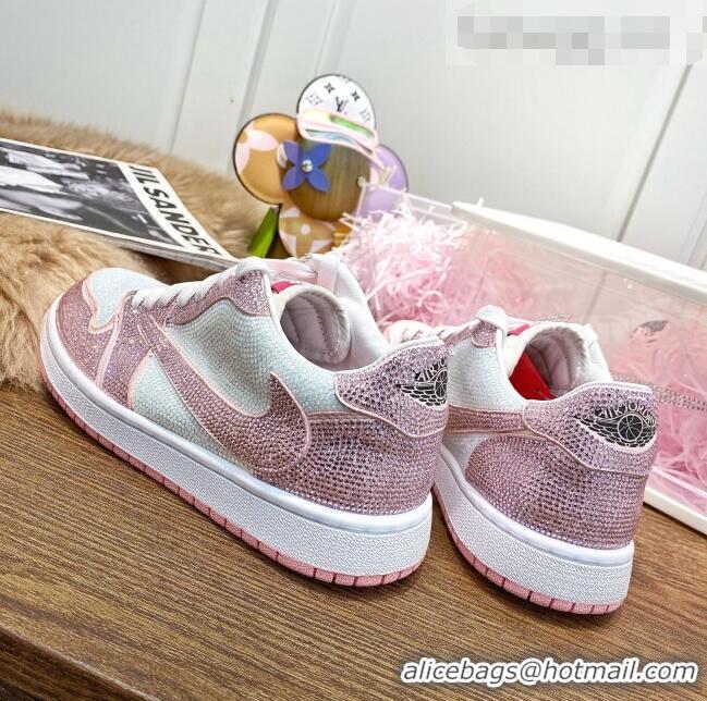 Buy Fashionable Nike Air Jordan Crystal Allover Low-top Sneakers CD0750 White/Pink 2021