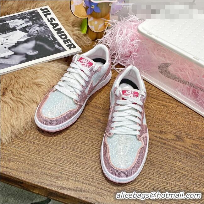 Buy Fashionable Nike Air Jordan Crystal Allover Low-top Sneakers CD0750 White/Pink 2021