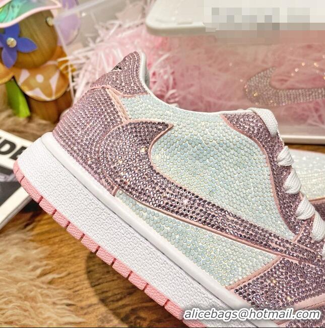 Buy Fashionable Nike Air Jordan Crystal Allover Low-top Sneakers CD0750 White/Pink 2021