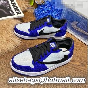 Most Popular Nike Air Jordan Crystal Allover Low-top Sneakers CD0750 White/Blue/Black 2021