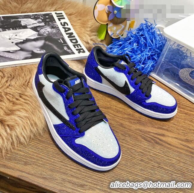 Most Popular Nike Air Jordan Crystal Allover Low-top Sneakers CD0750 White/Blue/Black 2021