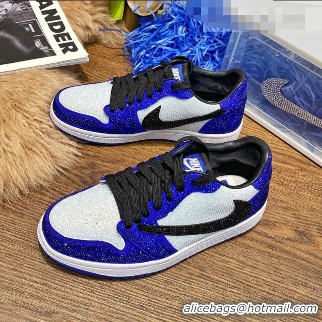 Most Popular Nike Air Jordan Crystal Allover Low-top Sneakers CD0750 White/Blue/Black 2021