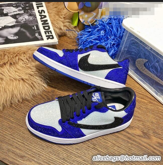 Most Popular Nike Air Jordan Crystal Allover Low-top Sneakers CD0750 White/Blue/Black 2021