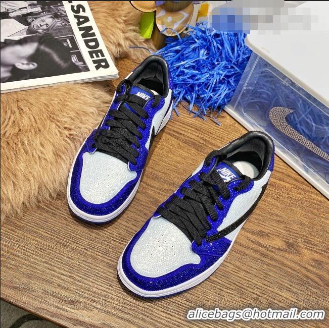 Most Popular Nike Air Jordan Crystal Allover Low-top Sneakers CD0750 White/Blue/Black 2021