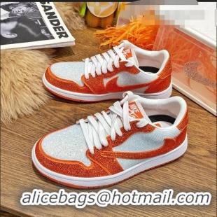 Discount Nike Air Jordan Crystal Allover Low-top Sneakers CD0750 White/Orange 2021