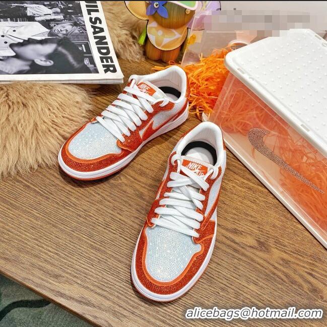 Discount Nike Air Jordan Crystal Allover Low-top Sneakers CD0750 White/Orange 2021