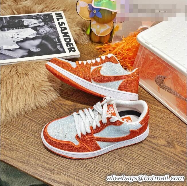 Discount Nike Air Jordan Crystal Allover Low-top Sneakers CD0750 White/Orange 2021