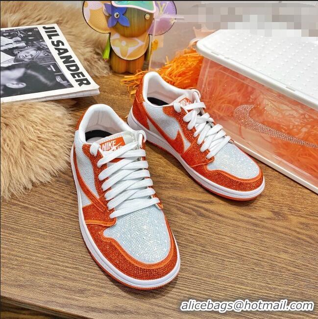 Discount Nike Air Jordan Crystal Allover Low-top Sneakers CD0750 White/Orange 2021